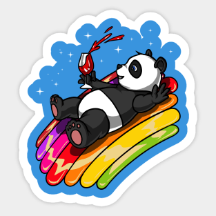 Panda Bear Wine Party Sticker